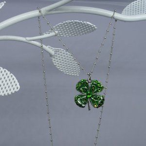 USA Handcrafted Shamrock Necklace with Crystals